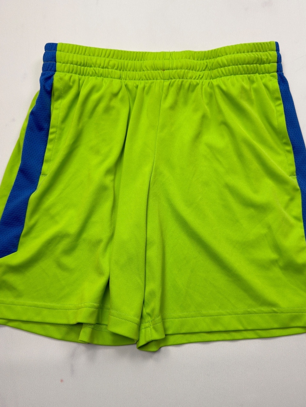 Tek Gear Athletic Shorts Green Blue Side Panels - Boys Medium Husky